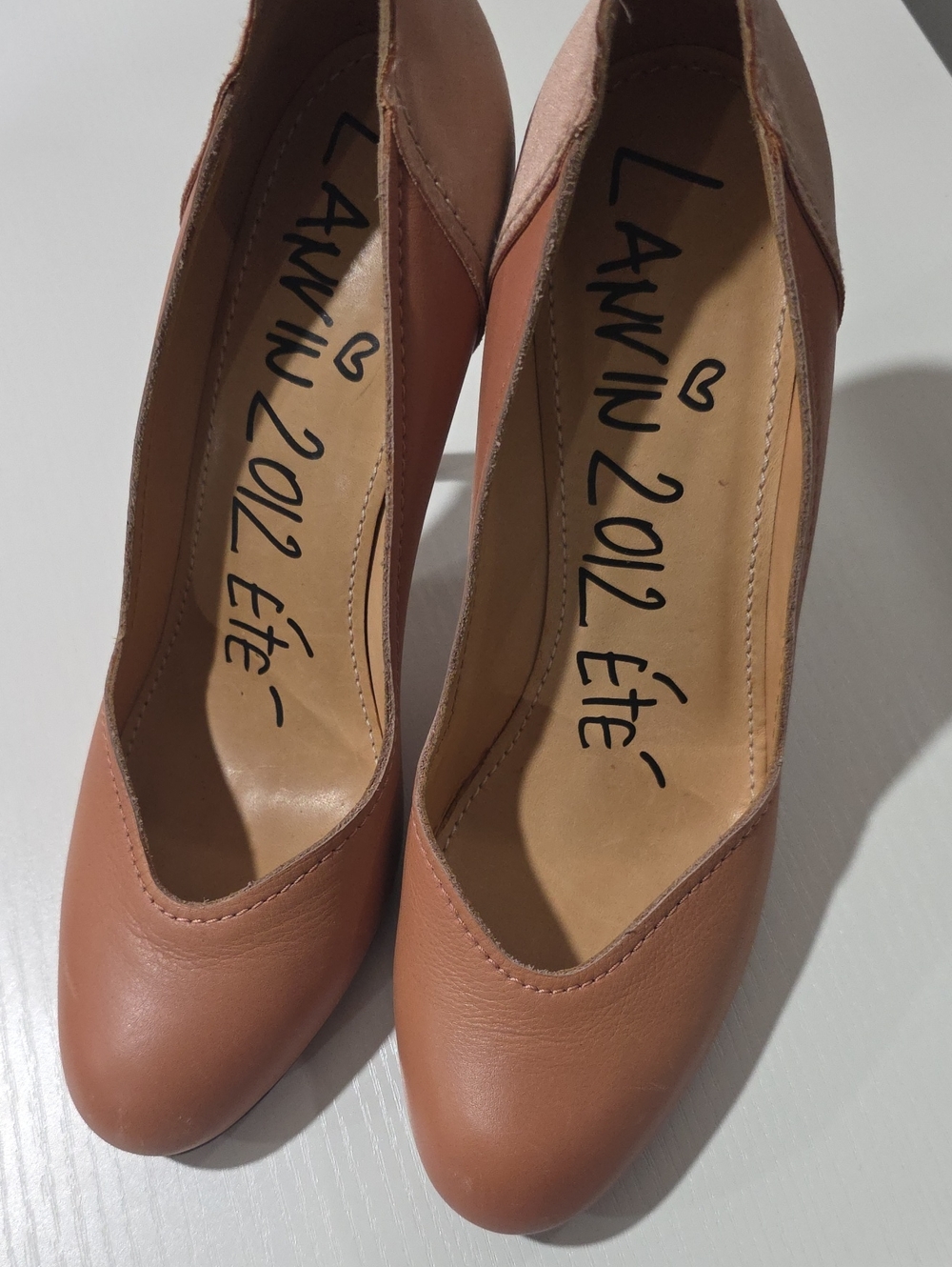 Lanvin Tan/Cognac Leather Round Toe Heels